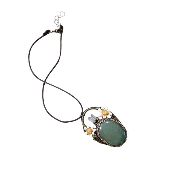 Handmade sculpted clay and aventurine necklace - Picture 3 of 6